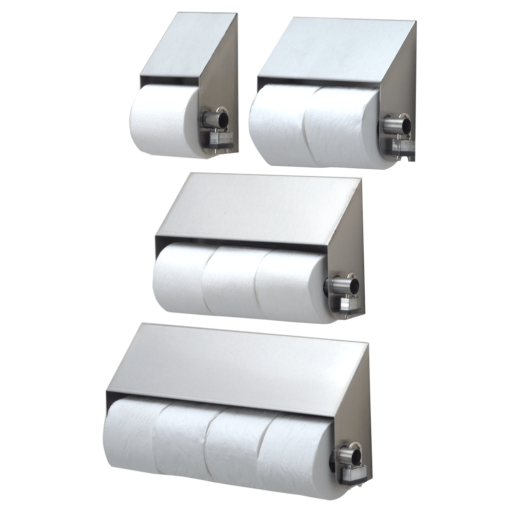 Slanted stainless steel toilet paper holders