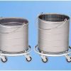 Round Stainless Buckets on Wheels