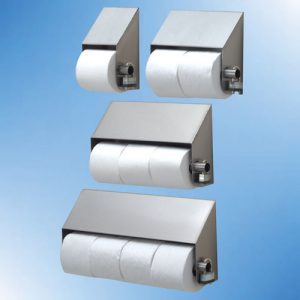 Slanted stainless steel toilet paper holders