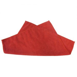 Red knitted microfiber towel