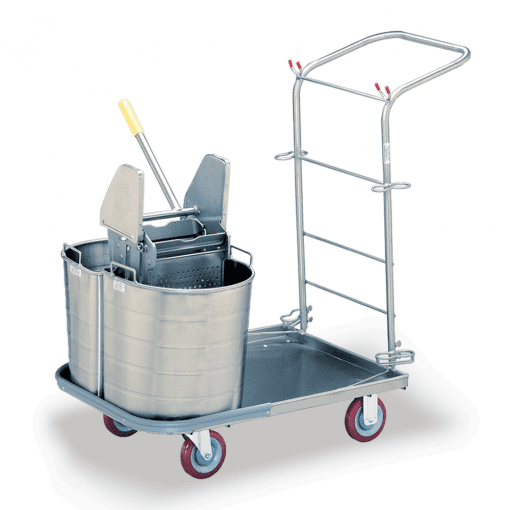 Metal Cart with Two Stainless Buckets